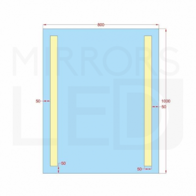 Stačiakampis veidrodis 800×1000 mm / Priekinis apšvietimas 3 Stačiakampis veidrodis 800×1000 mm / Priekinis apšvietimas 3